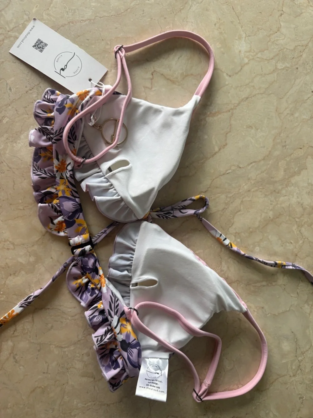 Pink Floral Ruffle Bikini Set - Picture 4 of 6